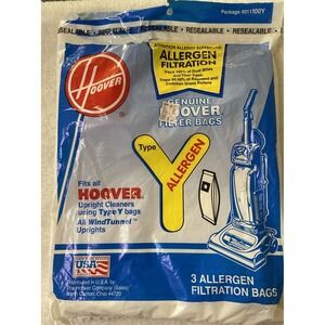 Genuine Hoover Type Y Allergen #4010100Y Upright Vacuum Filter‎ Bags Pack of 2